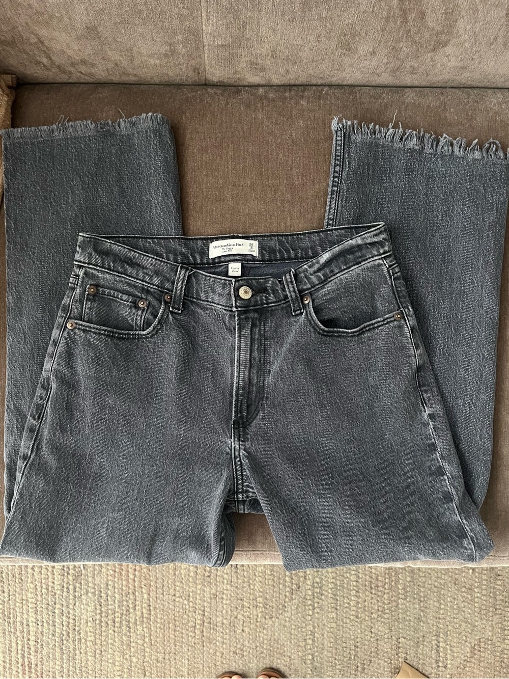 Abercrombie & Fitch Curve Love Low Rise Baggy Jean in dark wash
